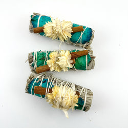 Divine Harmony Sage + Cinnamon Smudge Bundle w/ Blue Flowers