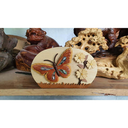 Mother of Pearl Butterfly and Daisies - Hand Carved Gift Box