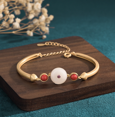 A Pink Eye In Jade Bracelet