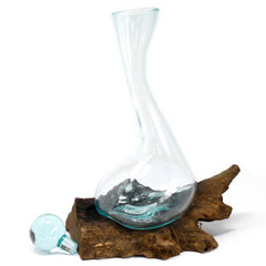 MGW-10 - Molten Glass on Wood - Wine Decanter