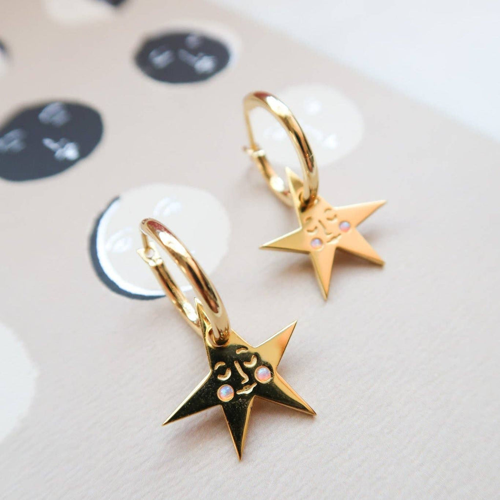 You make me Blush Star Hoop Earrings