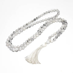 Howlite Knotted 108 Bead Mala - Prayer Beads - 8mm