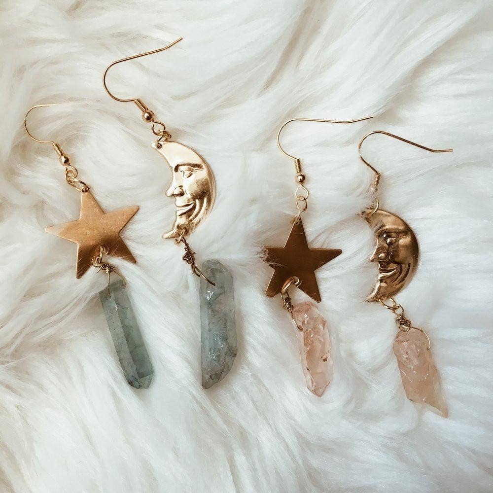 Celestial Soulmates | Moon & Star Earrings: Blue