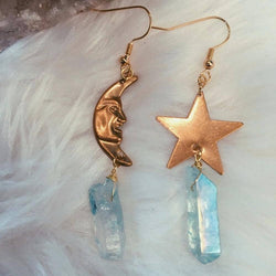 Celestial Soulmates | Moon & Star Earrings: Blue