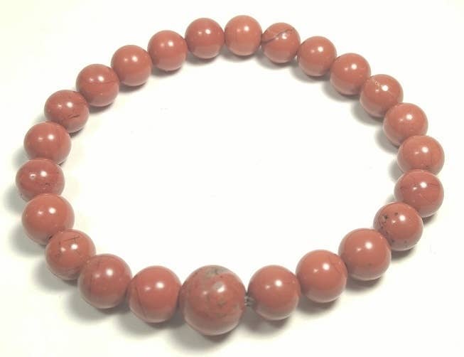 Red Jasper Beaded Bracelet - Wrist Mala - 8mm