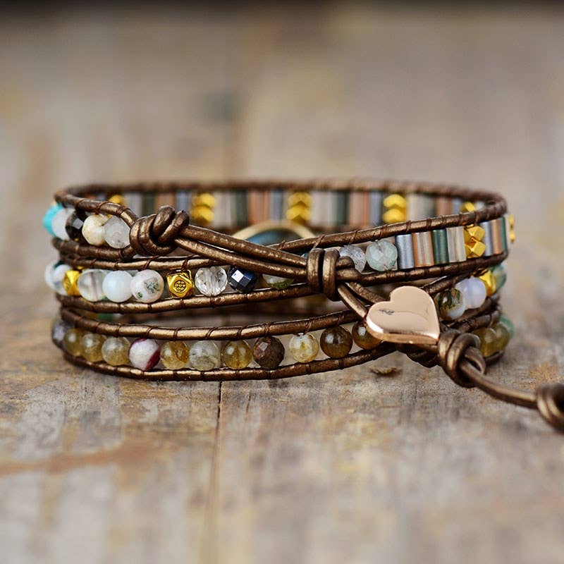 Labradorite Teardrop Bronze Wrap Bracelet