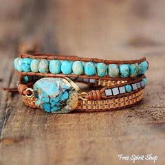 Handmade Turquoise Howlite Wrap Bracelet