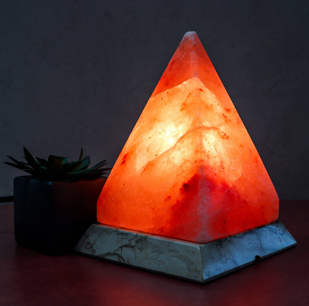 Pyramid Shape Salt Lamp 7-8 lb MARBLE BASE