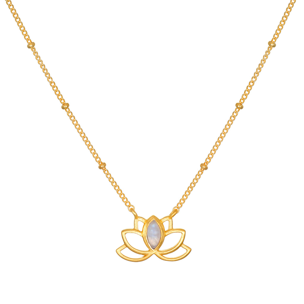 Open Lotus moonstone necklace