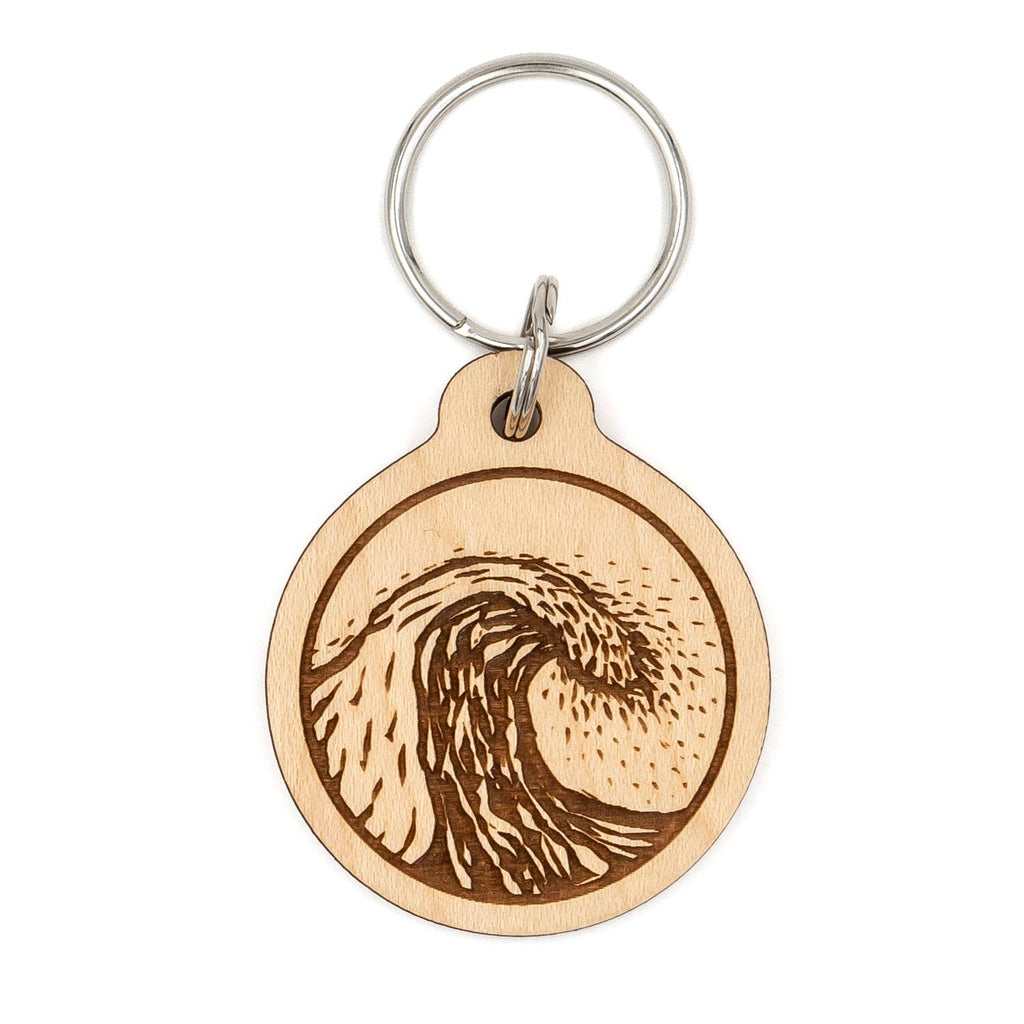 Ocean Wave Wood Keychain