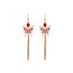 Pink Enamel Butterfly Earrings