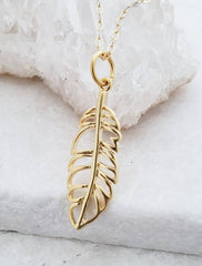 Gold Feather Necklace