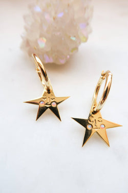 You make me Blush Star Hoop Earrings