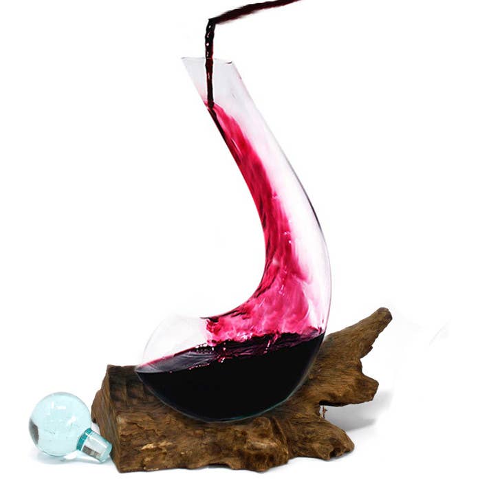 MGW-10 - Molten Glass on Wood - Wine Decanter