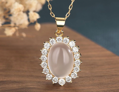 White Jade With Zircon Necklace