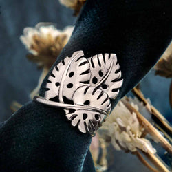 Sterling Silver Monstera Leaves Ring: 8