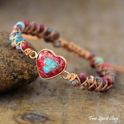 Imperial Jasper Heart Beaded Bracelet