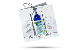 Birthday Fishes (Linear) - Greeting Card With Fused Glass