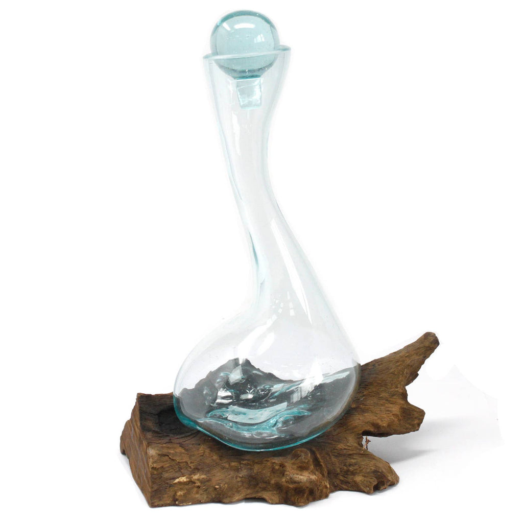 MGW-10 - Molten Glass on Wood - Wine Decanter