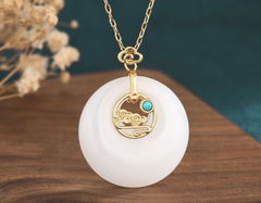 Chinese Style Floating Cloud in Jade Necklace