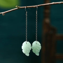 Green Leaves Jade Earrings