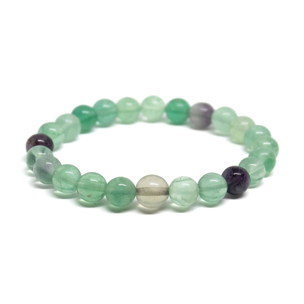 Rainbow Fluorite Stretchy Beaded Bracelet - Wrist Mala - 8mm