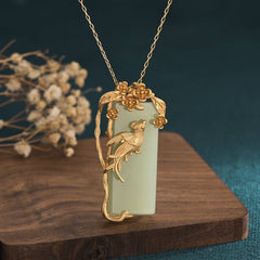 Gold Singing Bird Jade Necklace