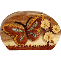 Mother of Pearl Butterfly and Daisies - Hand Carved Gift Box