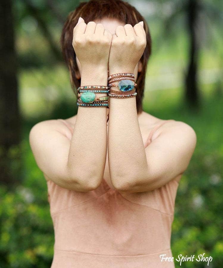 Labradorite Agate & Jasper Wrap Bracelet