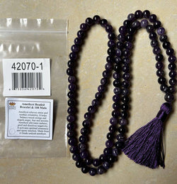 Natural Un-dyed Grade A Amethyst Zen 108 Mala - 8mm