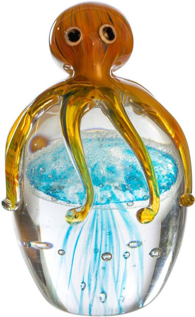 Glass Brown Octopus on Blue Jellyfish 5