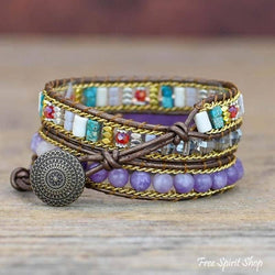 Natural Amethyst Heart Wrap Bracelet