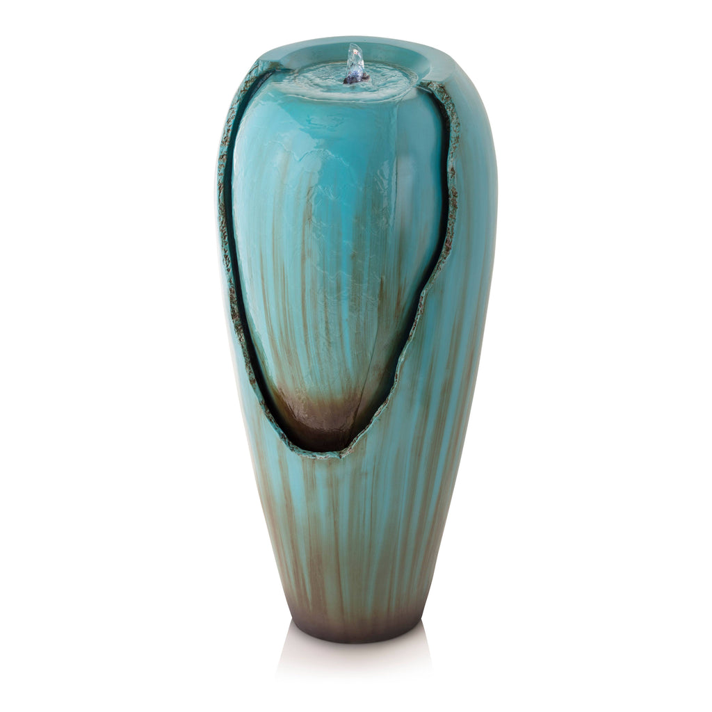 Alpine Corporation Jar Fountain with LED Lights - Teal