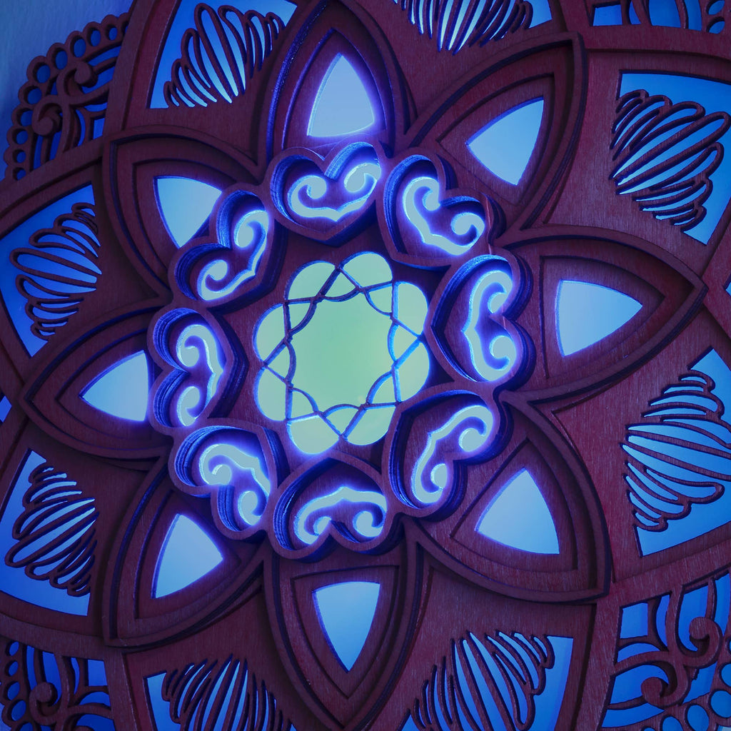 Wooden Mandala Yoga Room LED Wall Lamp - 11.8