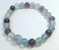 Rainbow Fluorite Stretchy Beaded Bracelet - Wrist Mala - 8mm