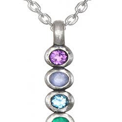 Multi Gemstone Sterling Silver Chakra Necklace