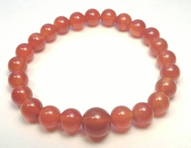 Carnelian Beaded Bracelet - Wrist Mala 8mm