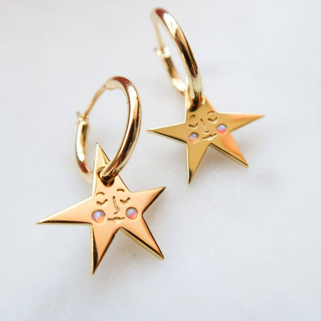 You make me Blush Star Hoop Earrings