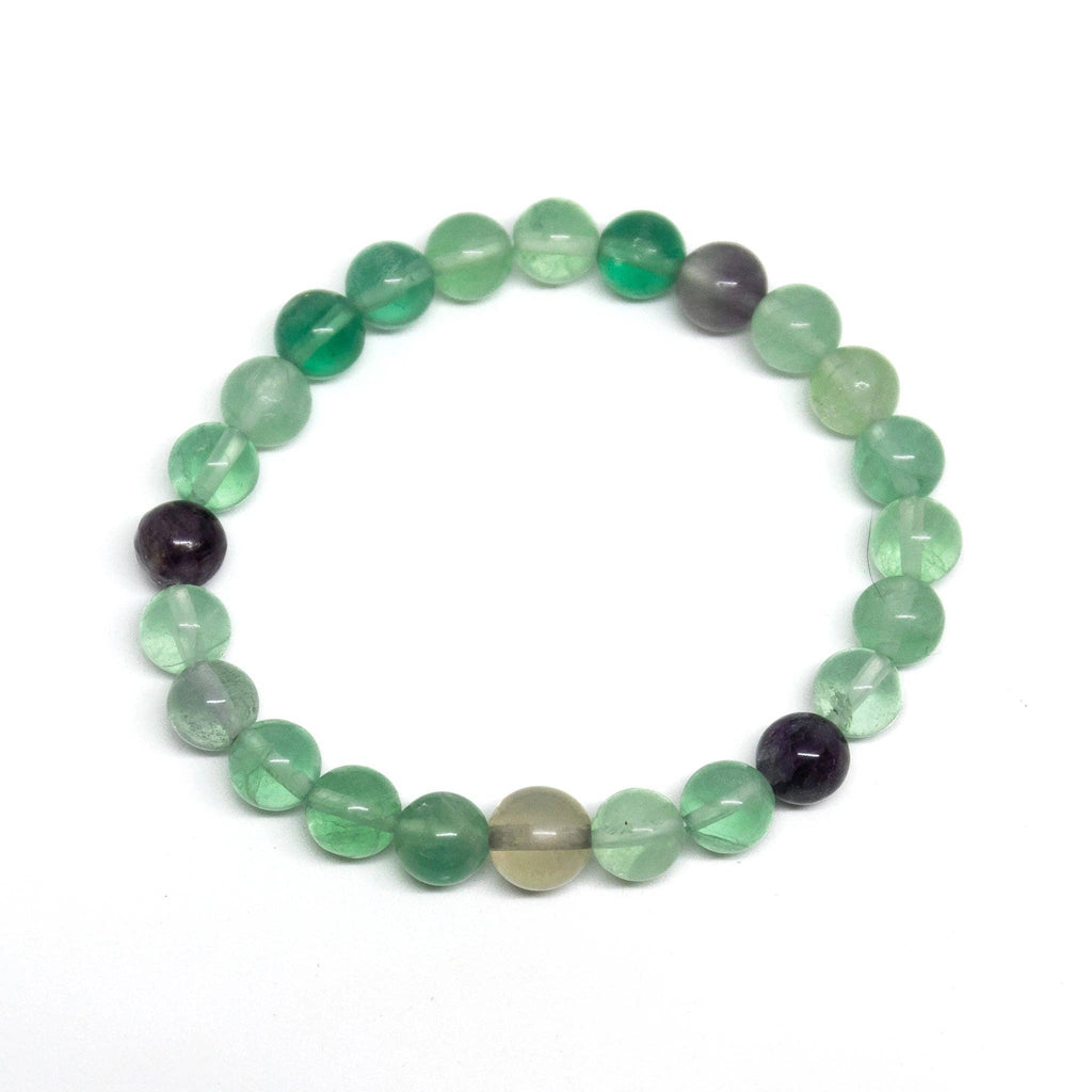 Rainbow Fluorite Stretchy Beaded Bracelet - Wrist Mala - 8mm