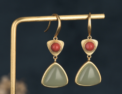 Triangle Shaped Jade Earrings