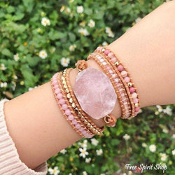 Natural Rose Quartz Heart Chakra Wrap Bracelet