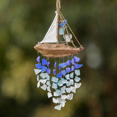 Recycled Glass Chime - Driftwood Boat