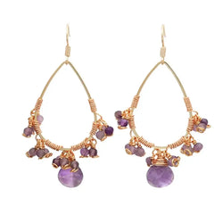 Natural Amethyst Crystal Bead Drop Earrings