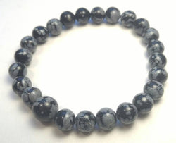 Snowflake Obsidian Beaded Bracelet - Wrist Mala - 8mm