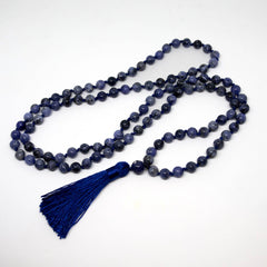 Sodalite Knotted 108 Bead Mala - Prayer Beads - 8mm