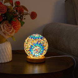 Portable Bohemian Mosaic Night Light: Blue