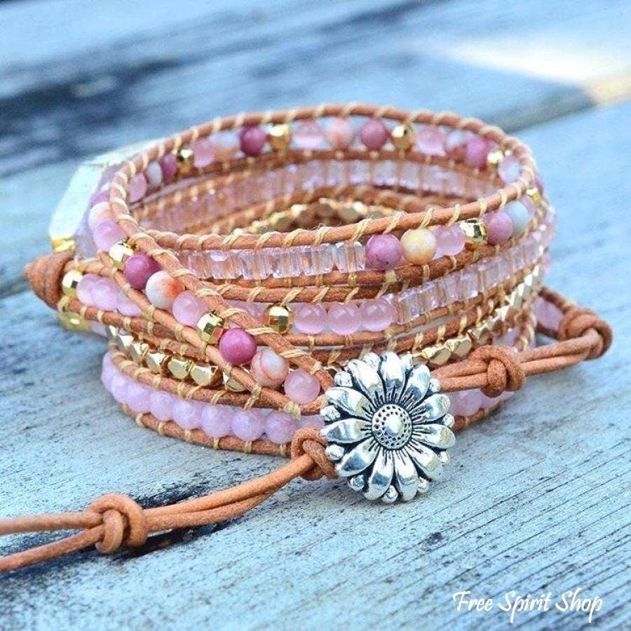 Natural Rose Quartz Heart Chakra Wrap Bracelet