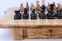 Olive Wood Resin Chess Board: Green / 17-18