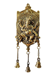 Dancing Ganesha Brass Wall Hanging: Brass / 15