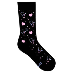 Socks that Fight Childhood Cancer (Black Stethoscopes): Small